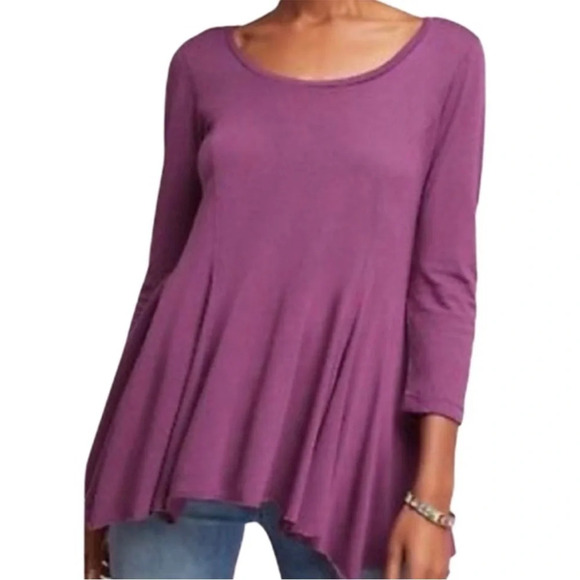 Anthropologie t.la Purple Kerchief Swing Tee - Picture 1 of 6